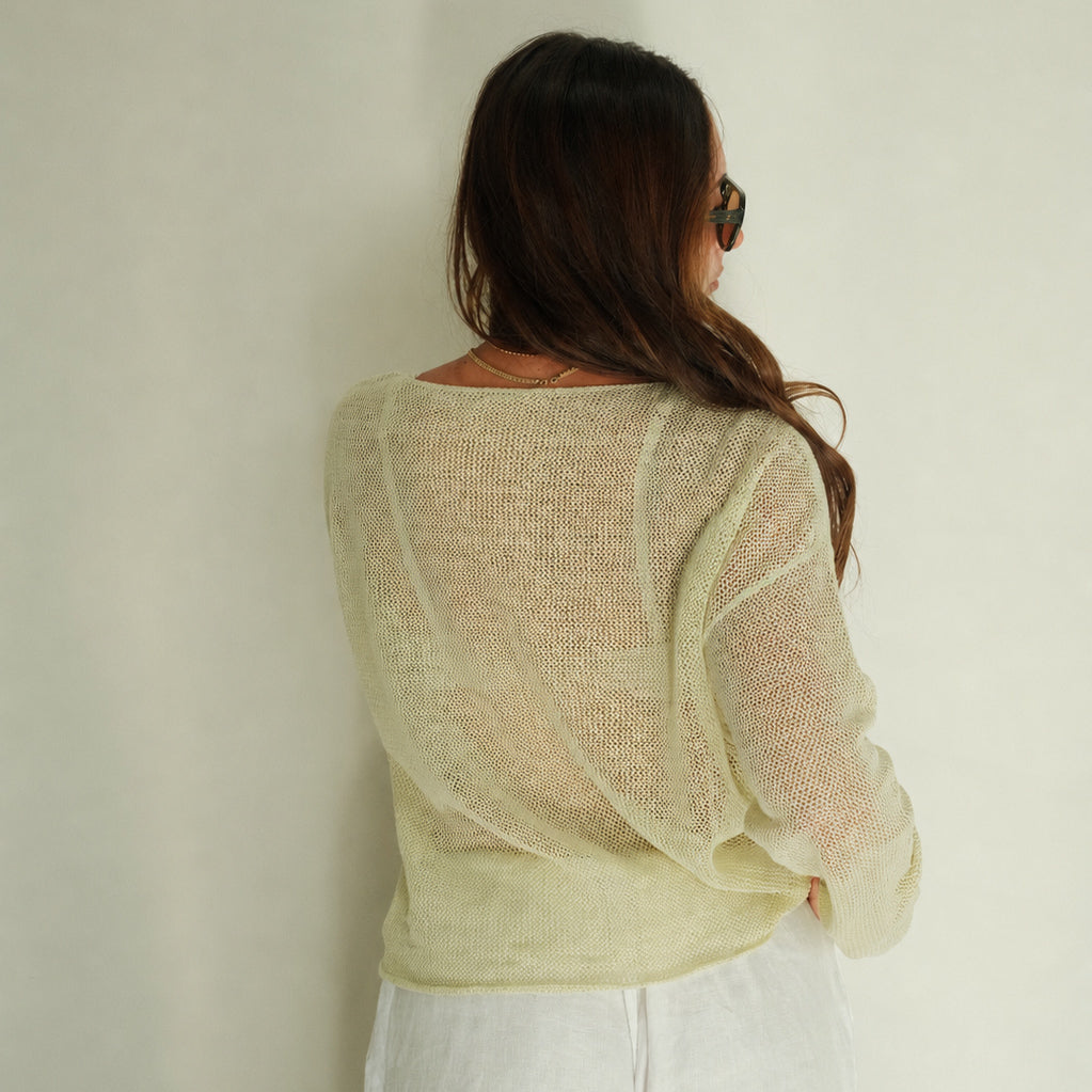 Siena Open Knit Sweater in Sage