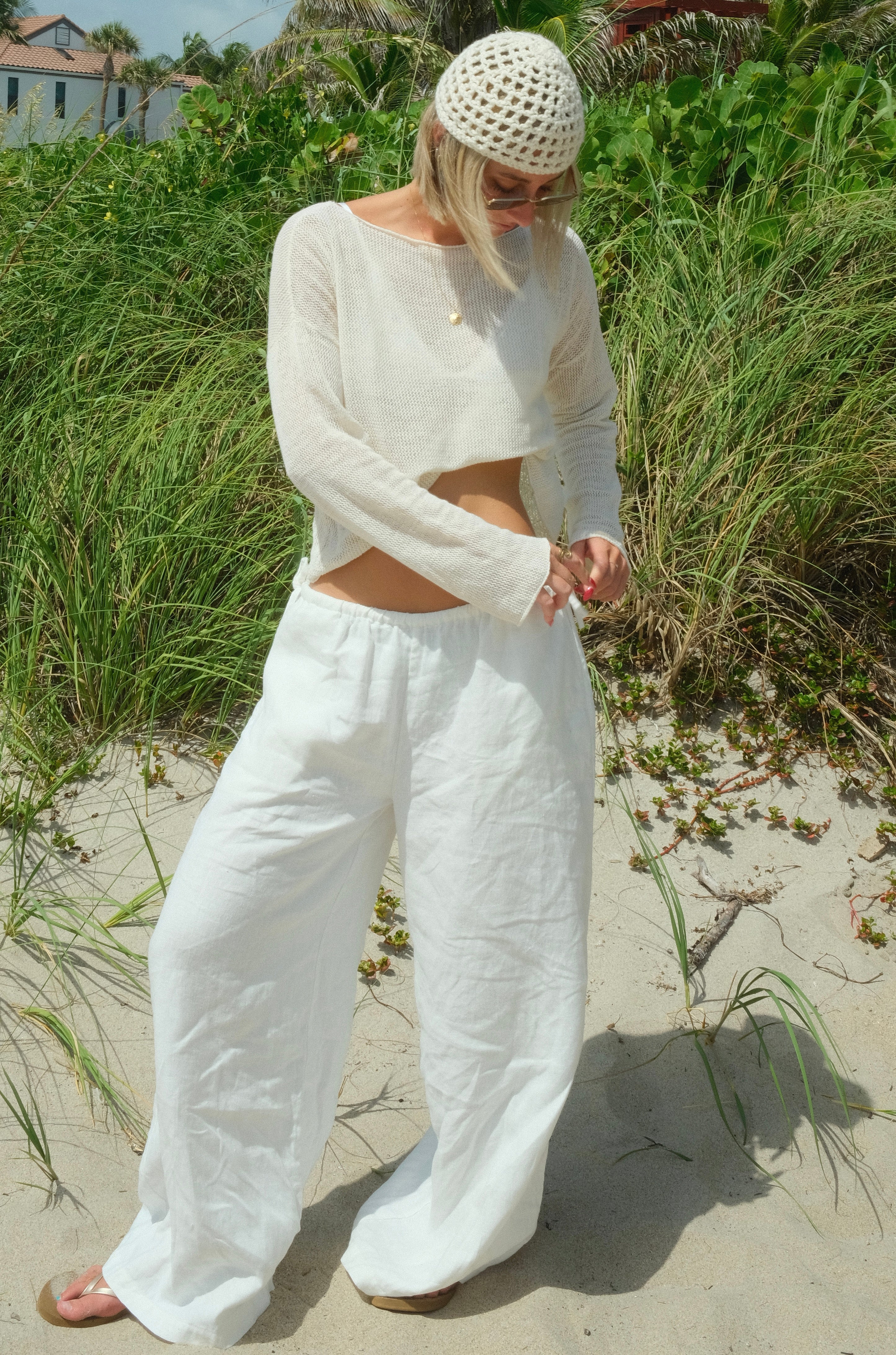 Cala tie side linen pants