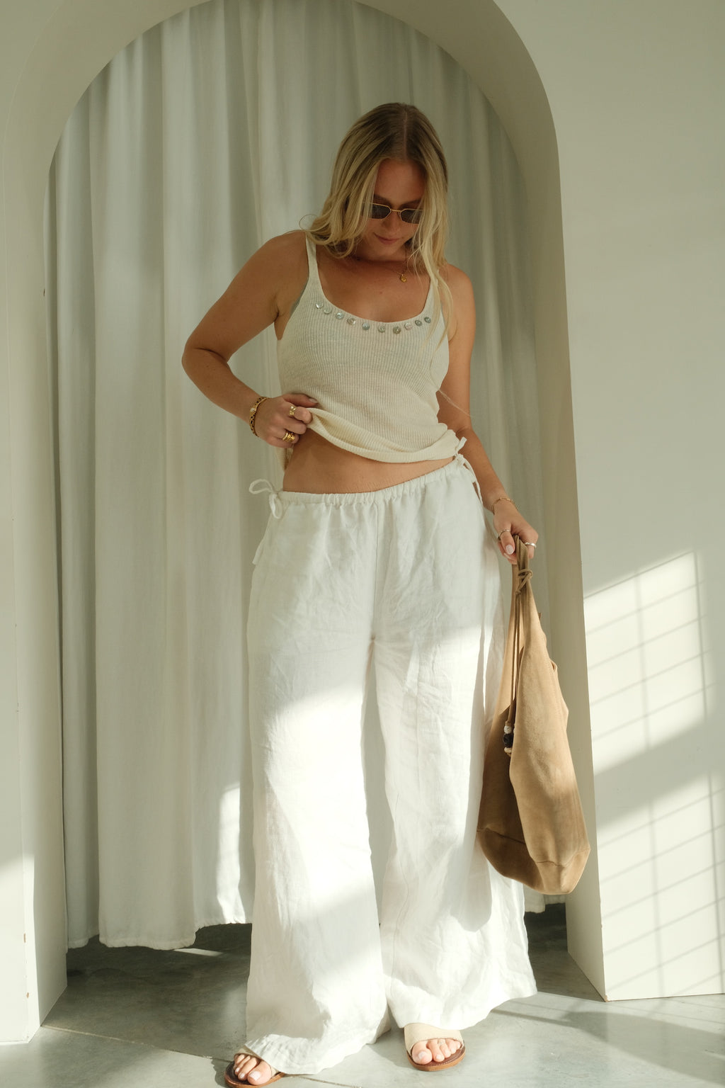 Cala tie side linen pants