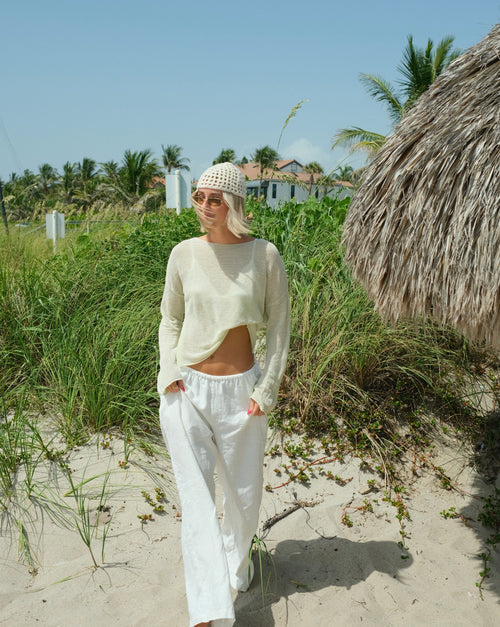 Siena Open Knit Sweater in Sage