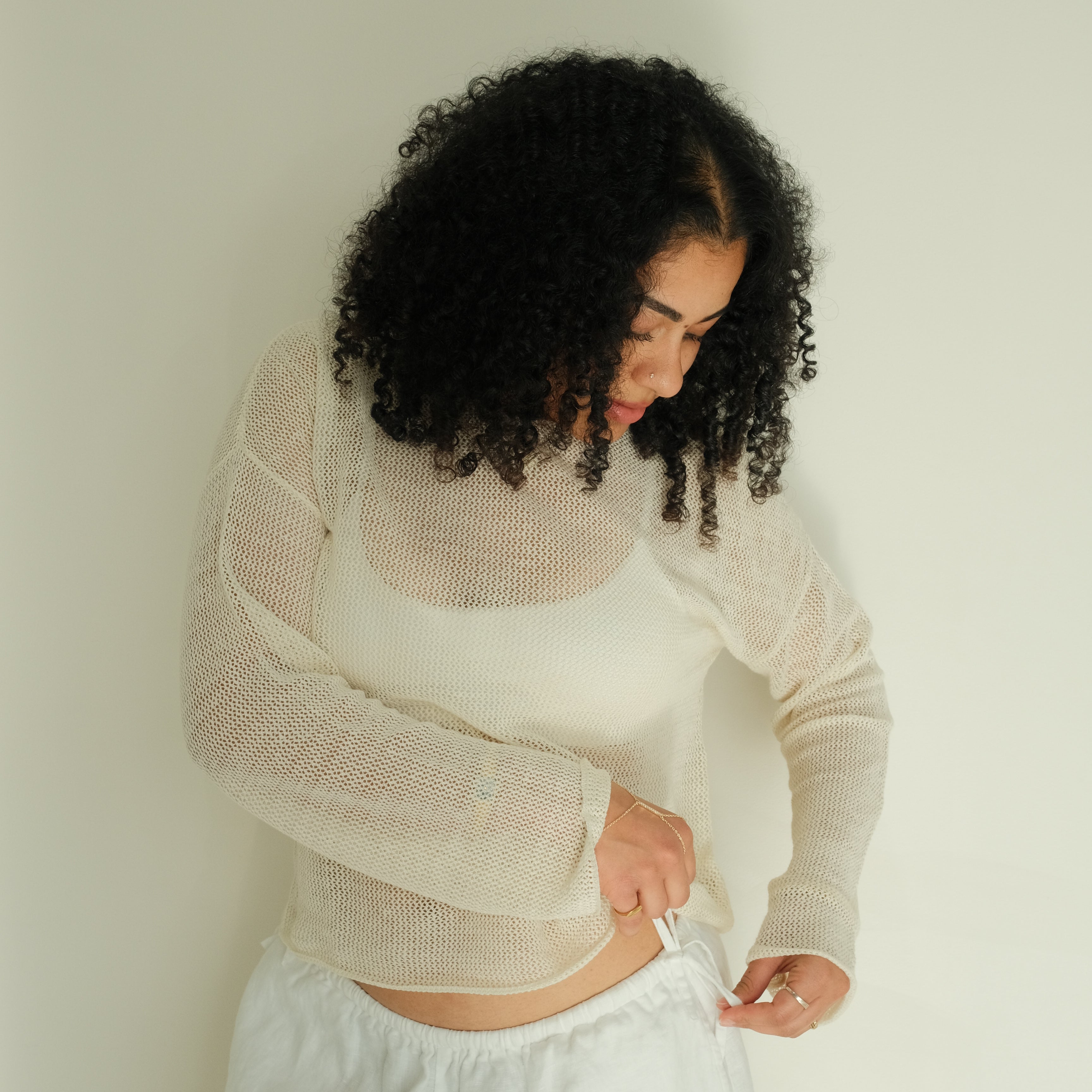 Siena Open Knit Sweater in Cream