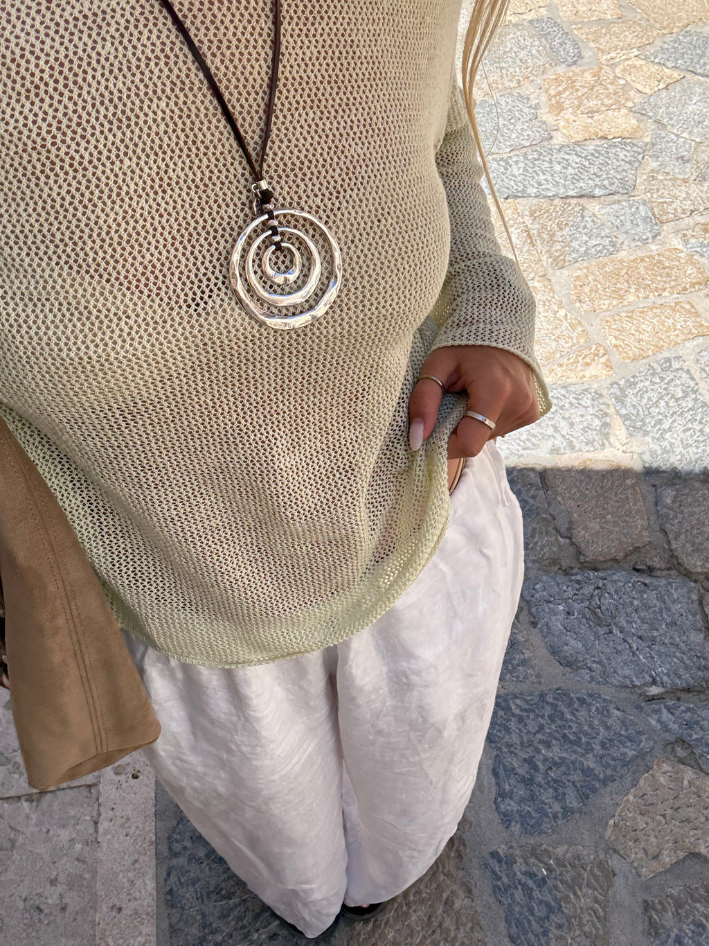 Siena Open Knit Sweater in Sage