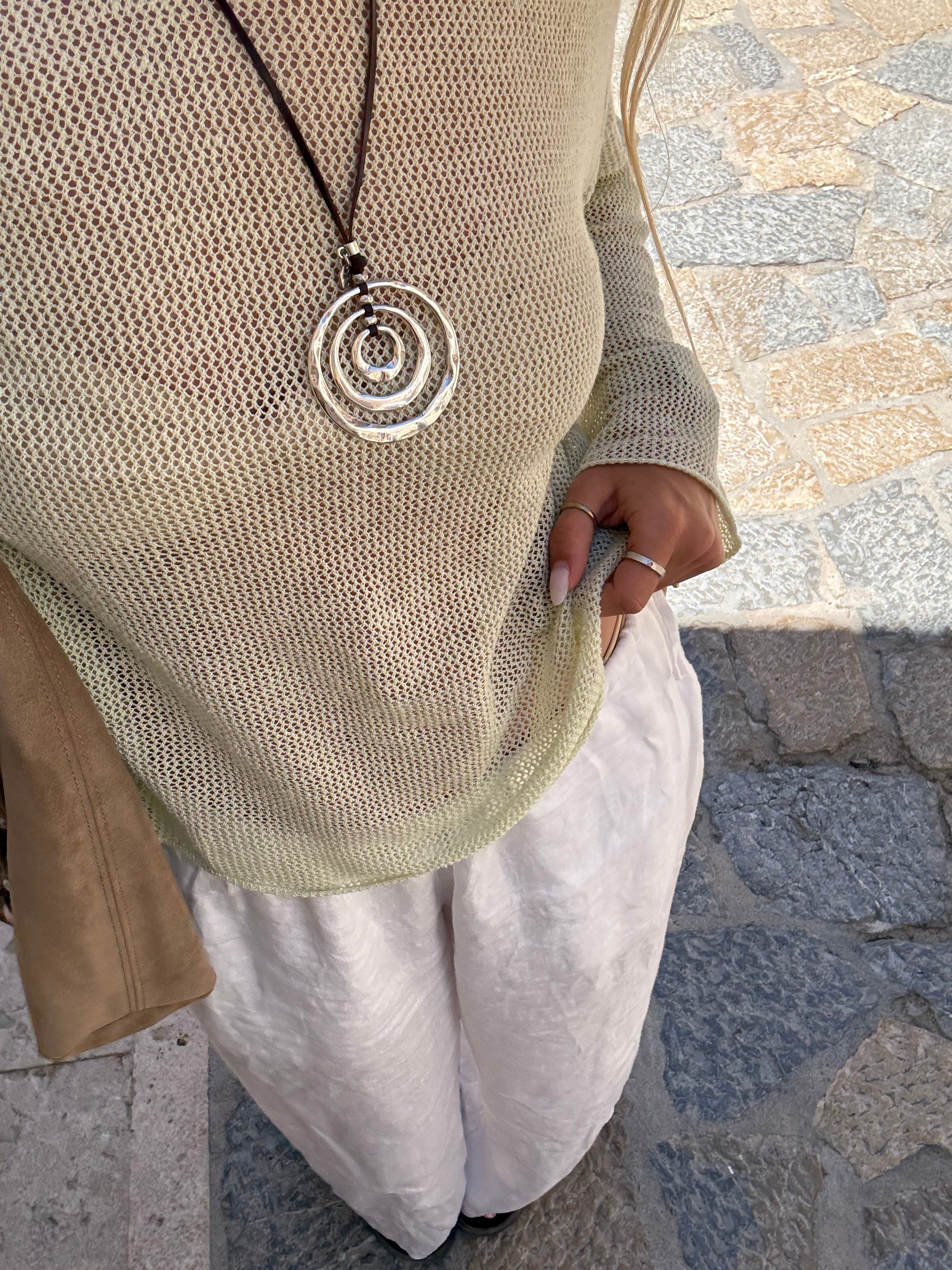 Siena Open Knit Sweater in Sage
