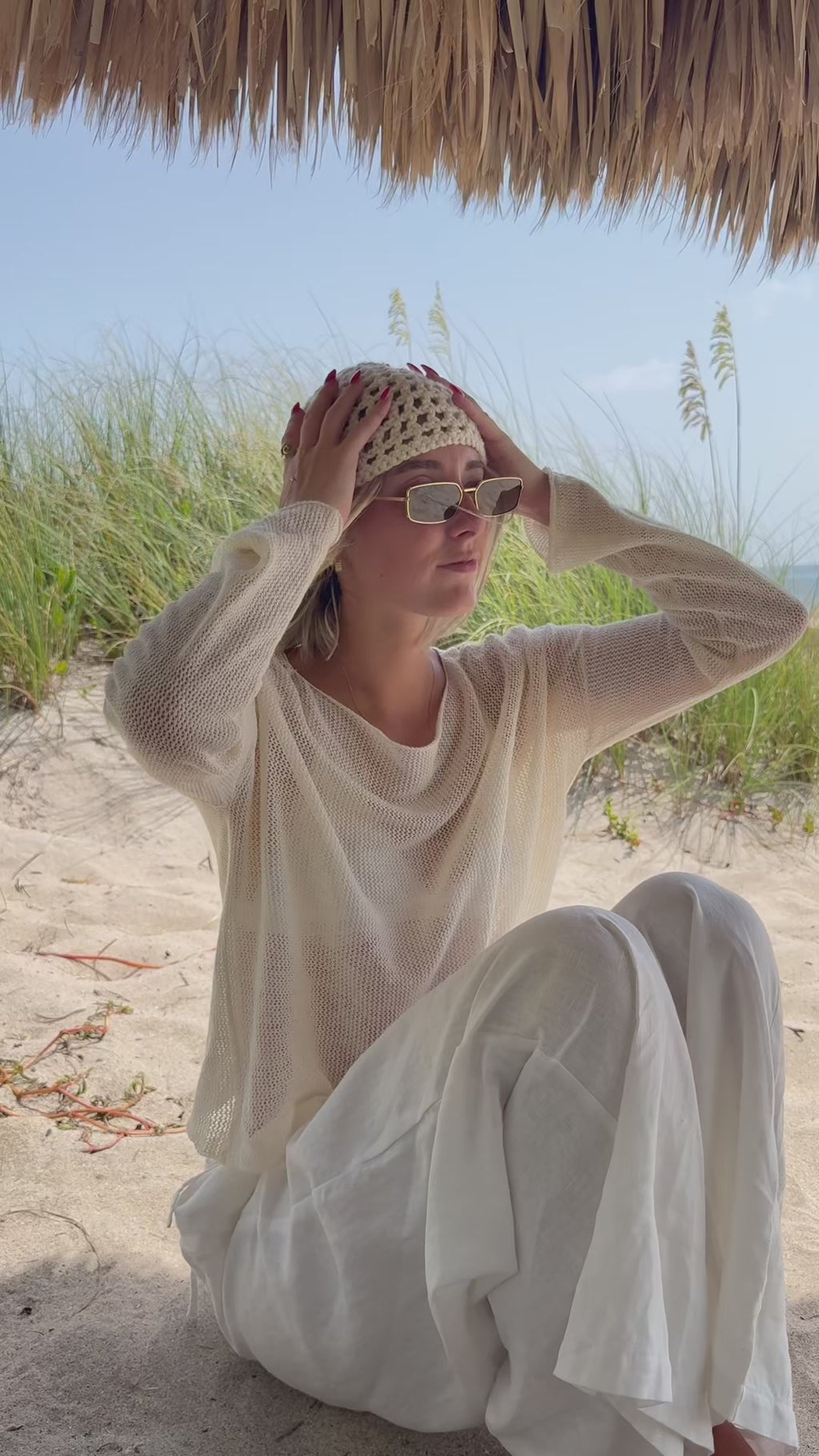 Siena Open Knit Sweater in Cream