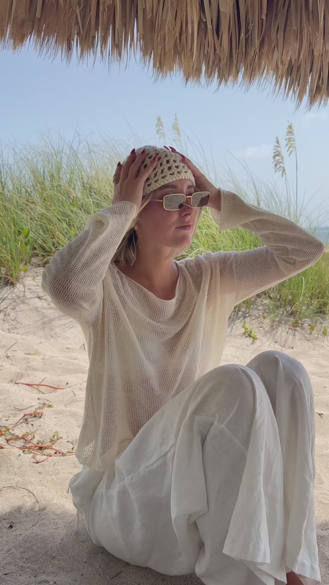 Siena Open Knit Sweater in Cream